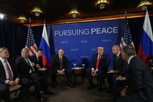 'Video thumbnail for Trump, Putin skip questions ahead of Alaska joint press conference'