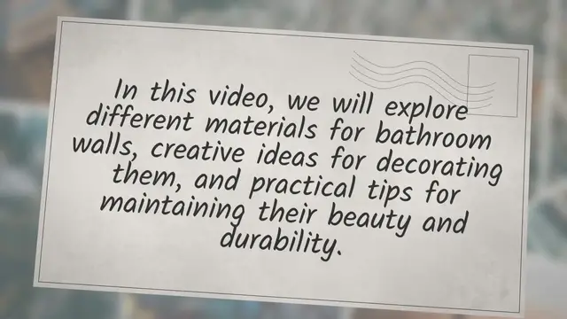 Video thumbnail for Ideas For Bathroom Walls