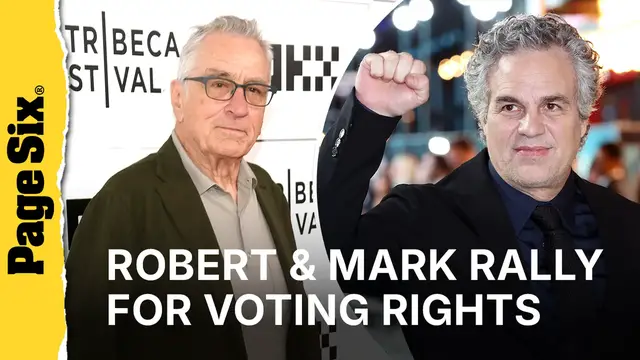 Video thumbnail for Robert De Niro and Mark Ruffalo rally to protect midterm elections