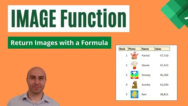 'Video thumbnail for Excel IMAGE Function - Images in Excel Using a Formula'