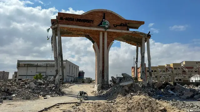 'Video thumbnail for Israeli attacks destroyed 90% of Gaza universities, shattering hopes for higher education'