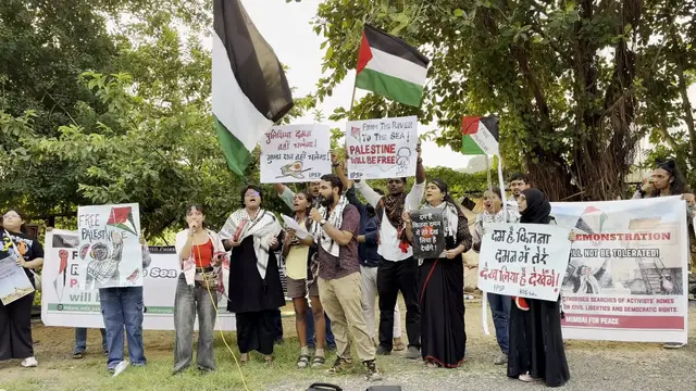 Video thumbnail for Activists protest Indian police raid over kite-flying event for Palestine