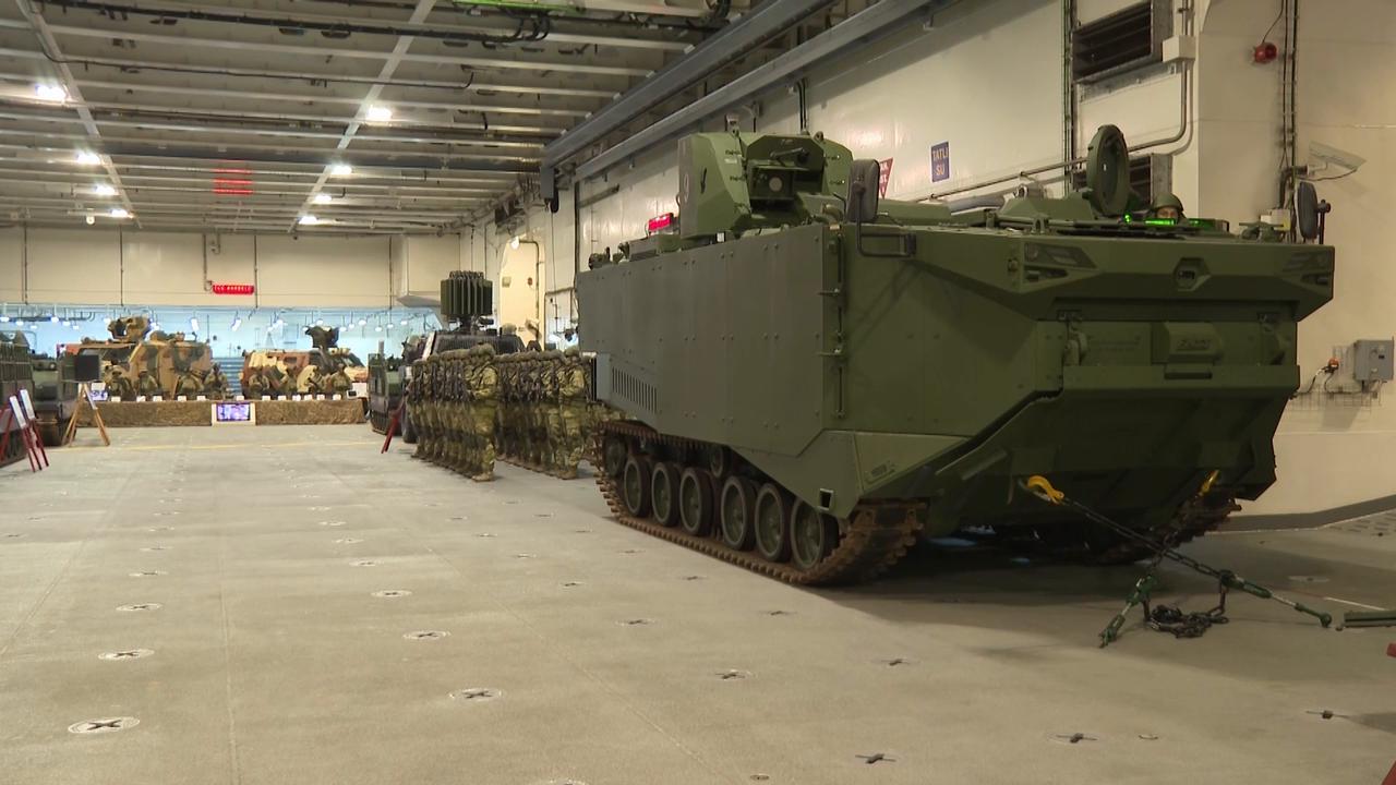 Video thumbnail for Türkiye: Foreign delegations visit TCG Anadolu at SAHA 2026 in Istanbul.