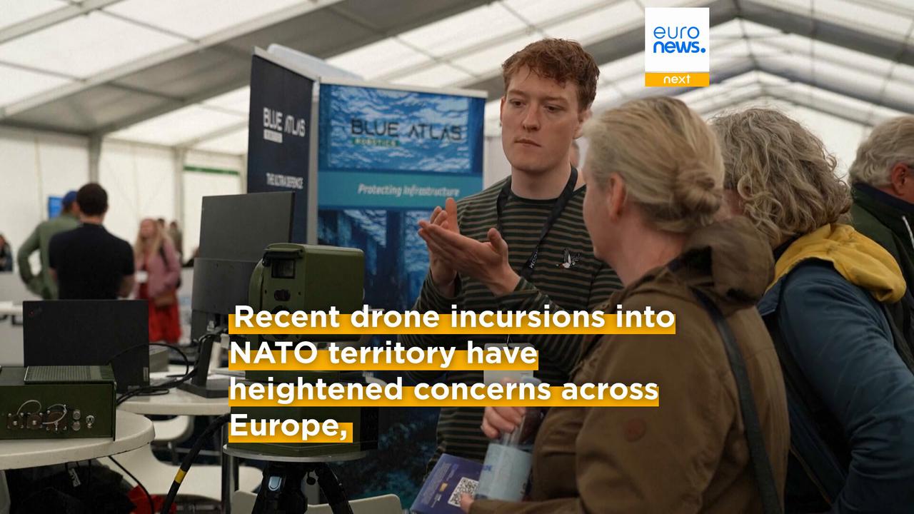 Video thumbnail for Counter-drone technology showcased as Europe develops plans for 'drone wall'