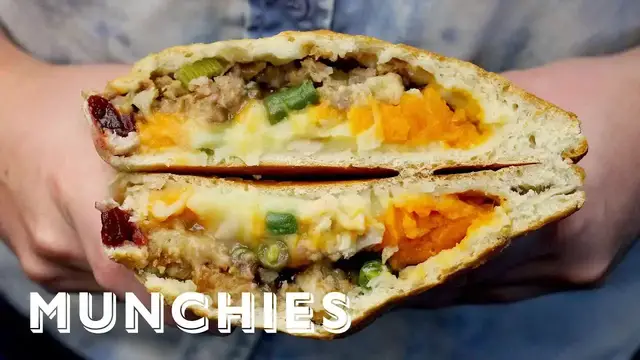 'Video thumbnail for How-To Make a Thanksgiving Leftovers Calzone'