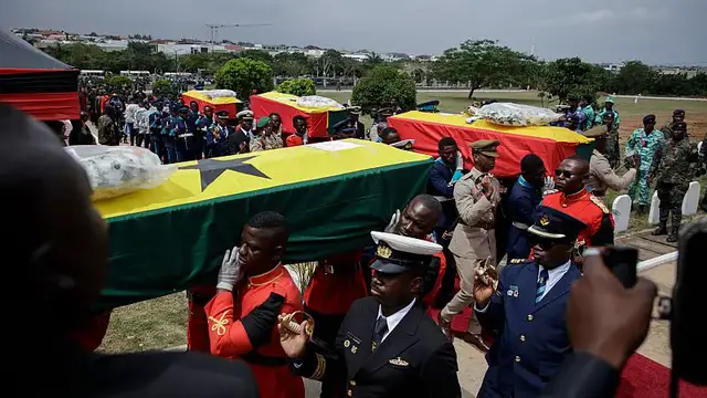 'Video thumbnail for Ghana holds state funeral for 8 helicopter crash victims'