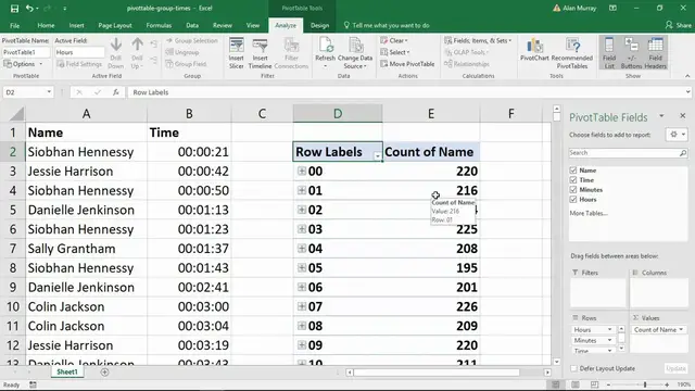 'Video thumbnail for Excel PivotTables - Group Time by Hour'