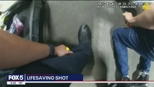 'Video thumbnail for Suffolk County officer saved the life of LI man with EpiPen'