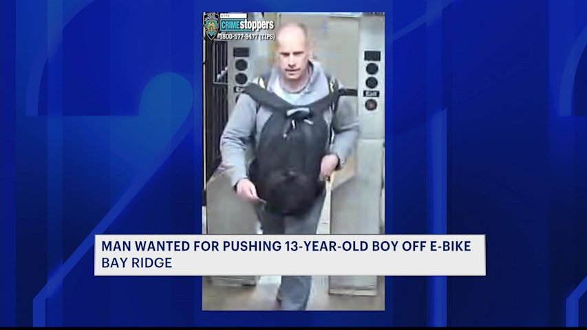 Video thumbnail for Man wanted for pushing 13-year-old boy off his e-bike in Bay Ridge