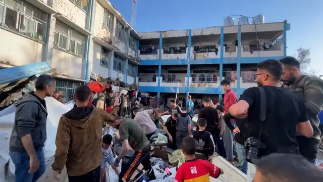 Video thumbnail for Israeli strikes hit Gaza school shelter twice within hours