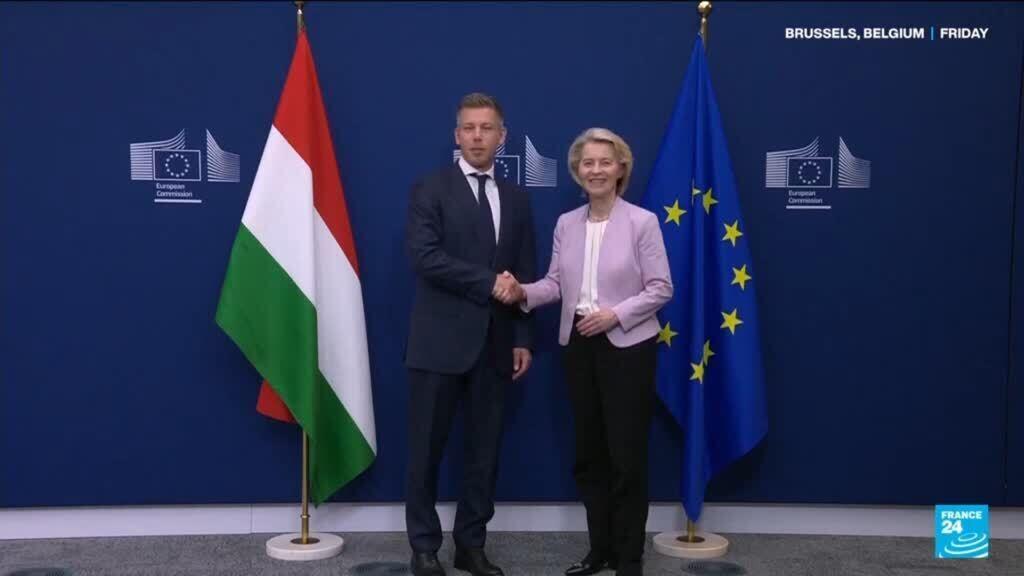 Video thumbnail for European Union unlocks 16.4 billion euros in funds for Hungary at Magyar's Brussels visit