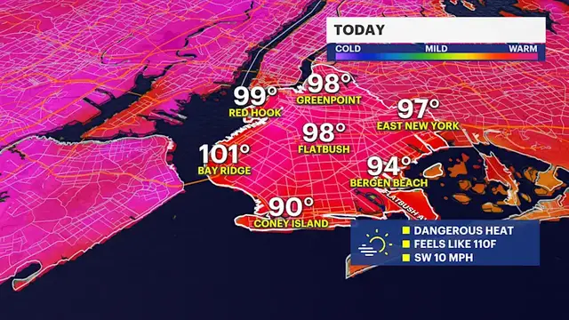 Video thumbnail for Extreme Heat: Temperatures will hit 100 degrees in Brooklyn today & Friday