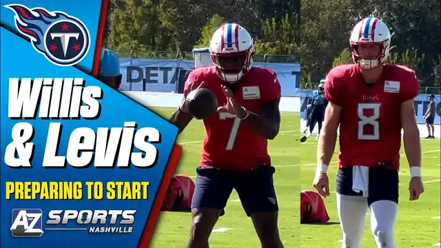 Video thumbnail for Titans Will Levis, Malik Willis prepare for Falcons, amidst QB drama