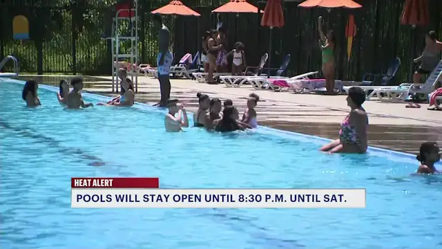 Video thumbnail for Record heat sends crowds to Van Cortlandt as NYC extends pool hours