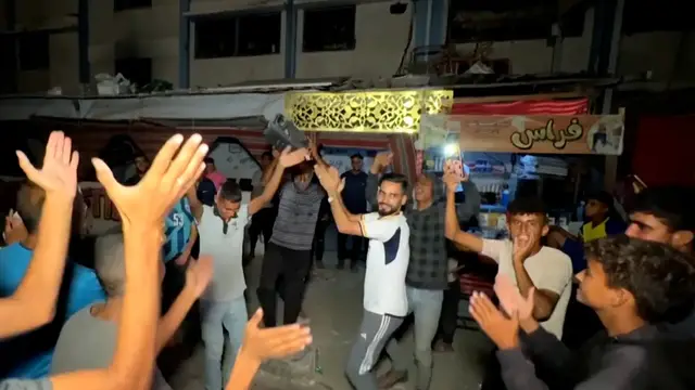 'Video thumbnail for Palestinians celebrate progress on Trump’s Gaza peace deal'
