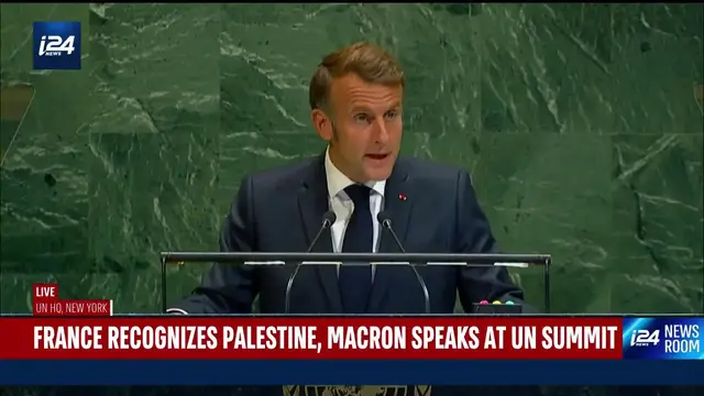 'Video thumbnail for France recognizes Palestine Macron speaks at UN Summit'