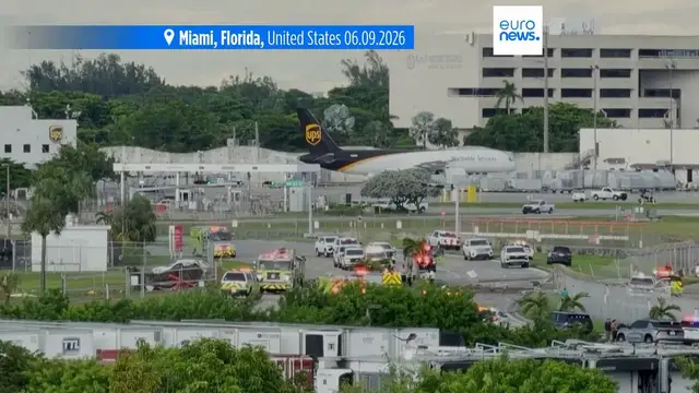 Video thumbnail for Amazon cargo plane overshoots Miami runway, at least five dead