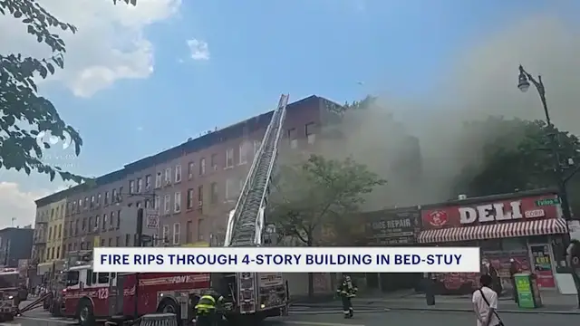 Video thumbnail for 2-alarm fire rips through 4-story building in Bed Stuy