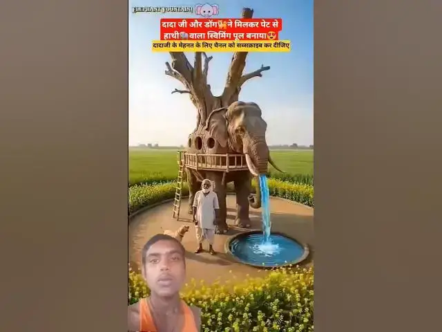 Video thumbnail for Craftsman creates amazing Giant Elephant Fountain from tree 🐘 #ai​ #house​ #crafts​