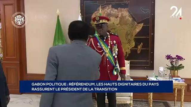 Video thumbnail for GABON POLITIQUE   RÉFÉRENDUM LES HAUTS DIGNITAIRES DU PAYS  RASSURENT LE PRÉSIDENT DE LA TRANSIT