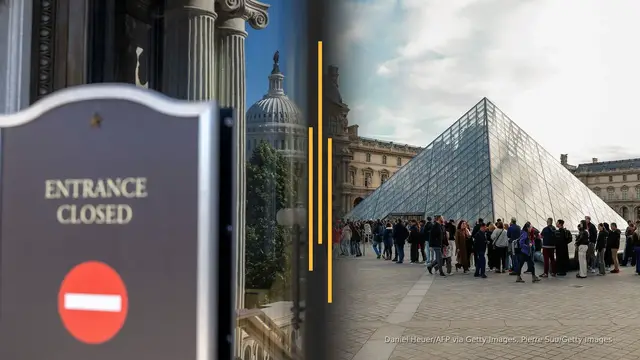 'Video thumbnail for Still no deal in Washington, but the Louvre opens doors after heist'