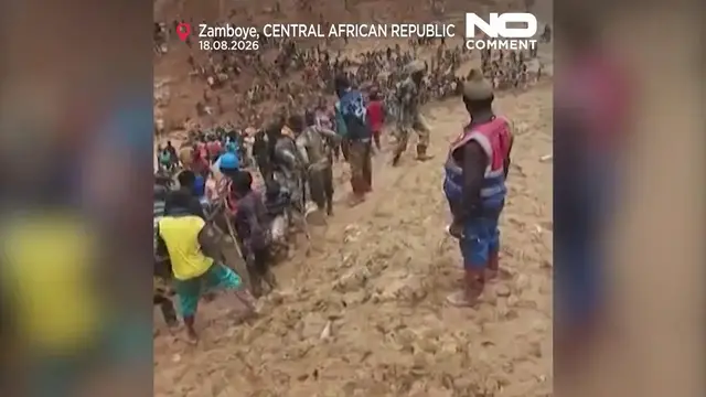 Video thumbnail for New videos show deadly landslide burying gold miners in Central African Republic
