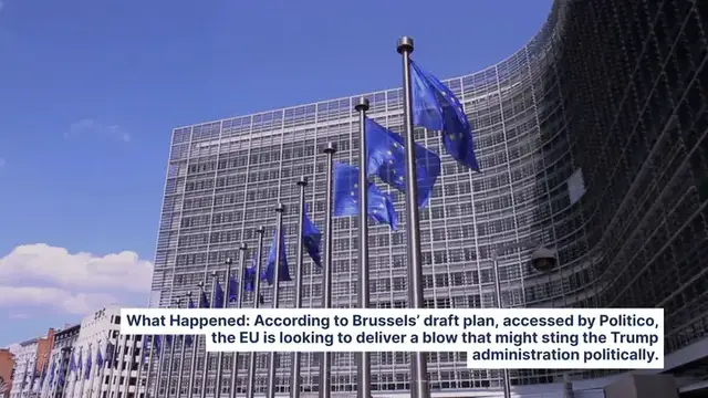 Video thumbnail for Trump Tariffs Push EU To Hit $23 Billion In US Exports, Including Orange Juice, Poultry, And Steel From Red States