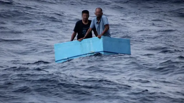 Video thumbnail for Fishermen rescued after five days clinging to cooler at sea