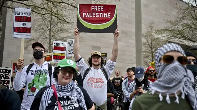 'Video thumbnail for Palestinian solidarity protest in Washington draws thousands despite crackdown'