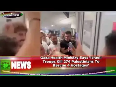 Video thumbnail for Gaza Health Ministry Says 'Israeli Troops Kill 274 Palestinians To Rescue 4 Hostages'