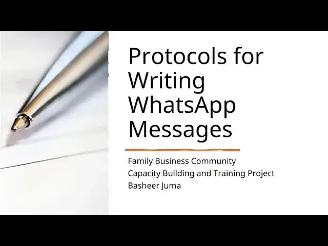 'Video thumbnail for FBC 125 C Basheer Juma Protocols for WhatsApp Messaging'