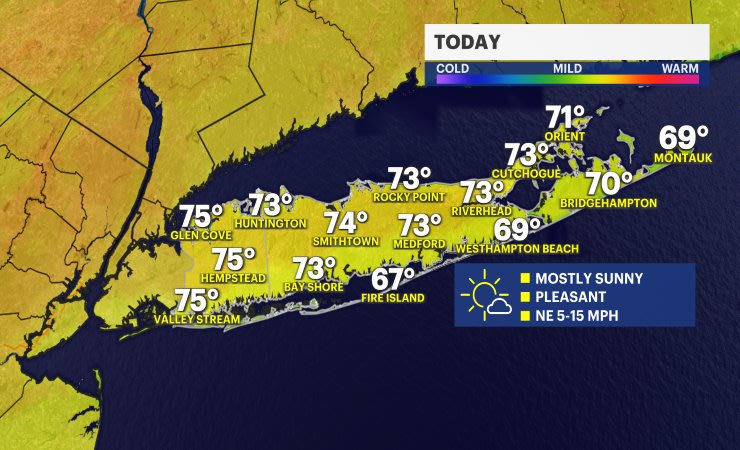 Video thumbnail for Dry and comfortable today with sunshine on Long Island for today; showers for the midweek