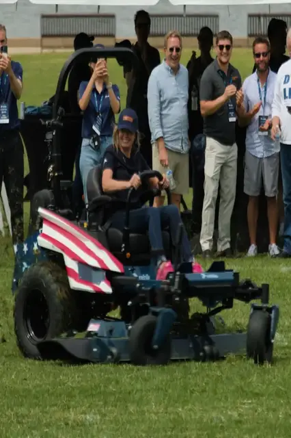 Video thumbnail for Fastest time to mow the area of an American Football field - 14 minutes and 51.06 seconds by Hali Rieman and Rehlko