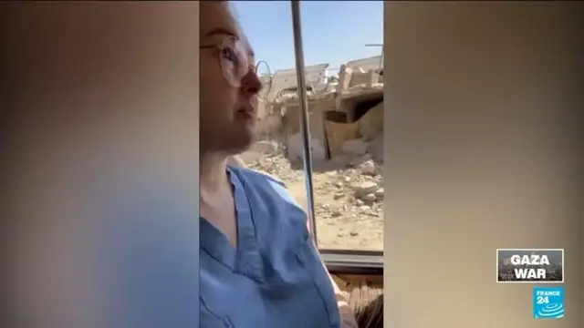 'Video thumbnail for An American nurse in Gaza City films a hospital's collapse as Israeli forces surround it'