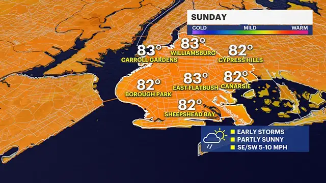 Video thumbnail for Morning fog followed by scattered soaking storms early Sunday for Brooklyn