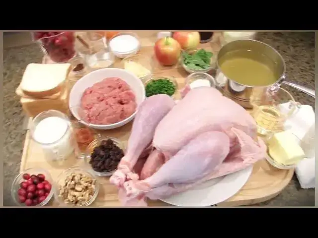 'Video thumbnail for Perfect Roasted Stuffed Turkey Recipe with Cranberry Sauce'