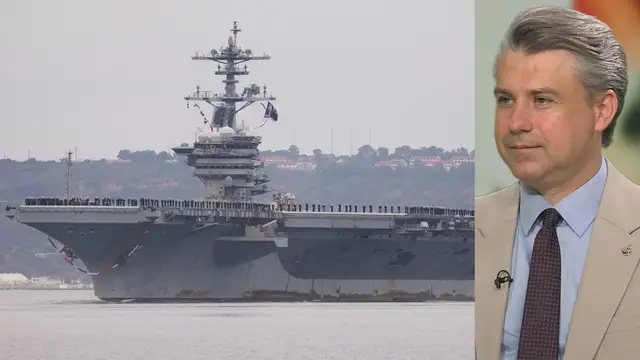 Video thumbnail for Third US aircraft carrier gives Washington more options on Iran, analyst says