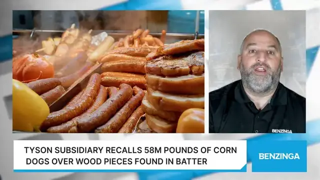 'Video thumbnail for Tyson Subsidiary Recalls 58M Pounds Of Corn Dogs Over Wood Pieces Found In Batter Corn Dog Recall'