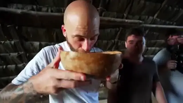 'Video thumbnail for Shocking Tribal Food In The Amazon Jungle!! Tribe Offers Me Rare Spit Drink!!'