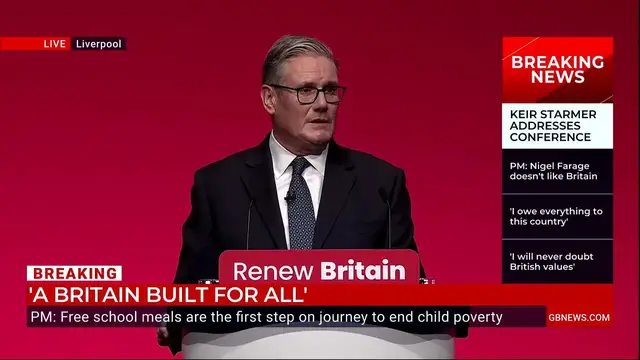 'Video thumbnail for WATCH: Keir Starmer jokes about his dad being a toolmaker during keynote speech'