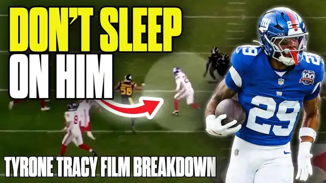 'Video thumbnail for A to Z Sports Film Room: tyrone tracy film breakdown: giants rb ready to explode in 2025?'