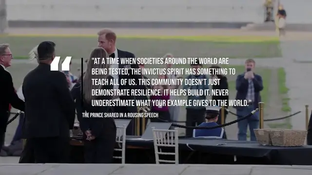 Video thumbnail for Prince Harry attends first engagement since returning to UK.