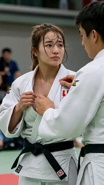 'Video thumbnail for 組み手のアドバイスを聞く柔道家# #ai #athlete #かわいい #judo #美女 #sports'
