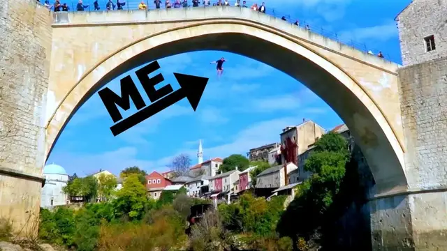 'Video thumbnail for 82 FT/25 Meter BRIDGE JUMP // Mostar, Bosnia & Herzegovina'