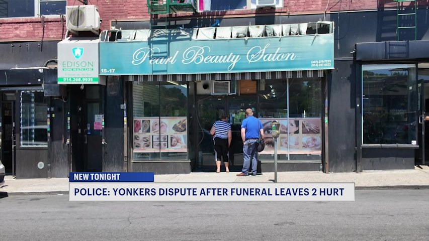 Video thumbnail for Physical dispute involving scissors takes place following Yonkers funeral