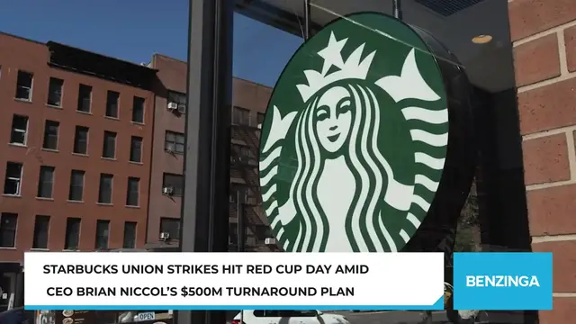 'Video thumbnail for Starbucks Union Strikes Hit Red Cup Day Amid CEO Brian Niccol’s $500M Turnaround Plan'