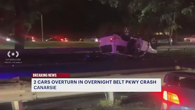 Video thumbnail for Overnight Belt Parkway crash overturns 2 vehicles in Canarsie