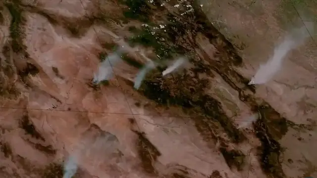 Video thumbnail for US: Satellite Captures Massive Smoke Plumes Across Four Corners Wildfires.