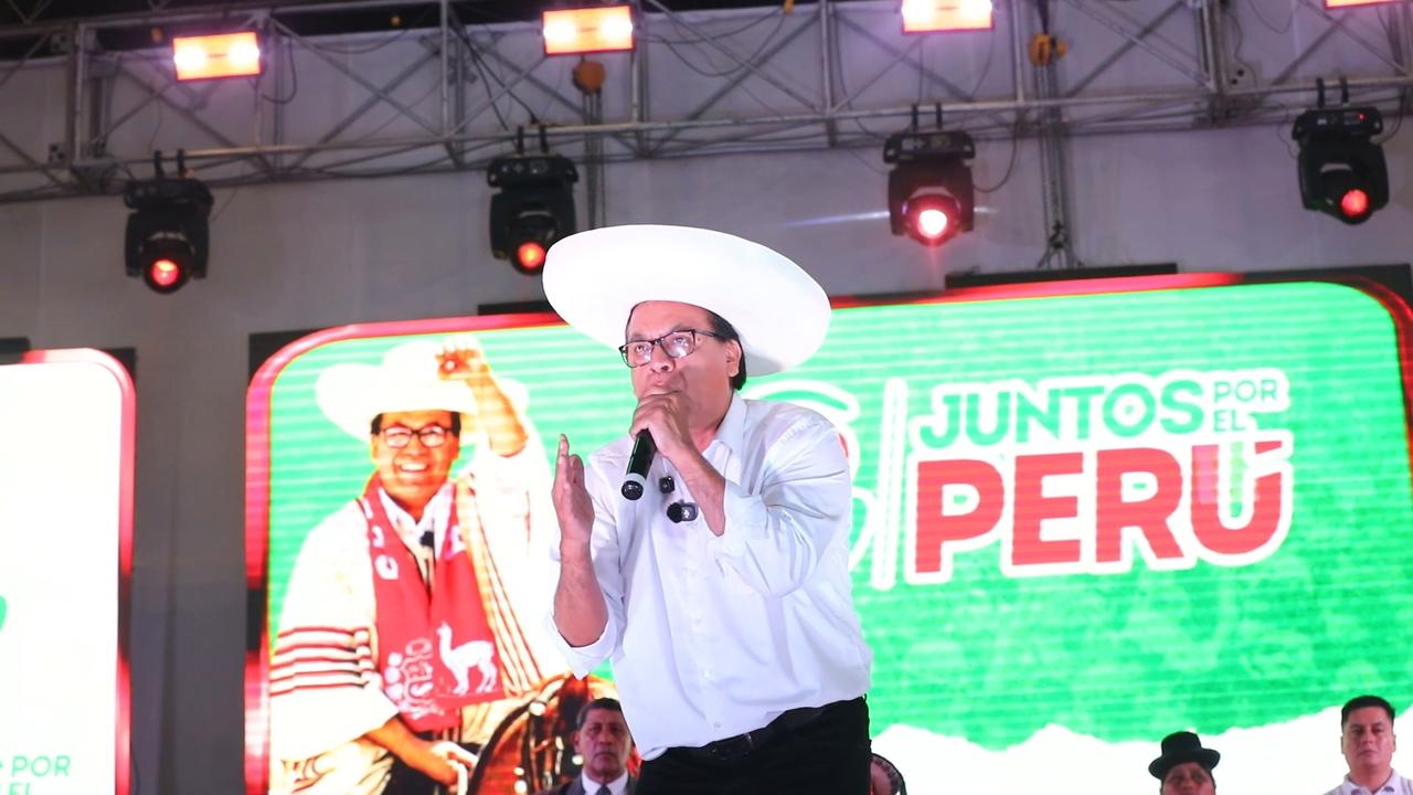 Video thumbnail for Peru: Presidential Candidate Roberto Sanchez holds election rally in Lima, Peru.