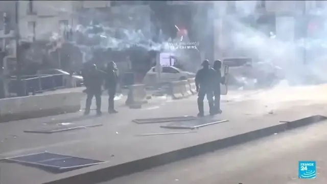 Video thumbnail for Students and police clash as France struggles to quell school protests